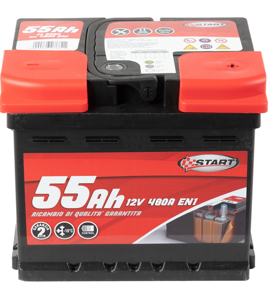 Batteria auto 55ah 12v 480a polo positivo destro cassetta l1